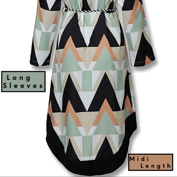 Button Front Long Sleeve Collared Midi Dress NWT - Picture 8 of 9